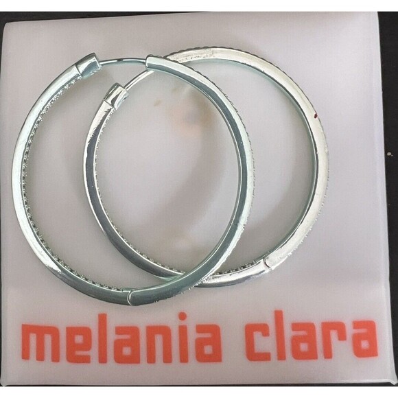 Melania Clara Remi Earrings Silver Color Brass Cubic Zirconia - Picture 3 of 3